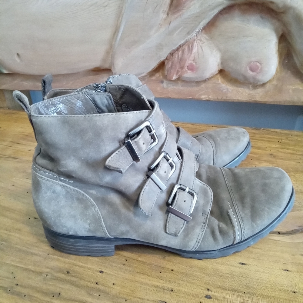 Earthies Carlow Women's Size 9B Brown Leather Buckled Ankle Boots